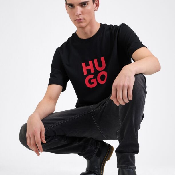 Cumpăra HUGO Tricou 'Daltorip'  roșu orange / negru