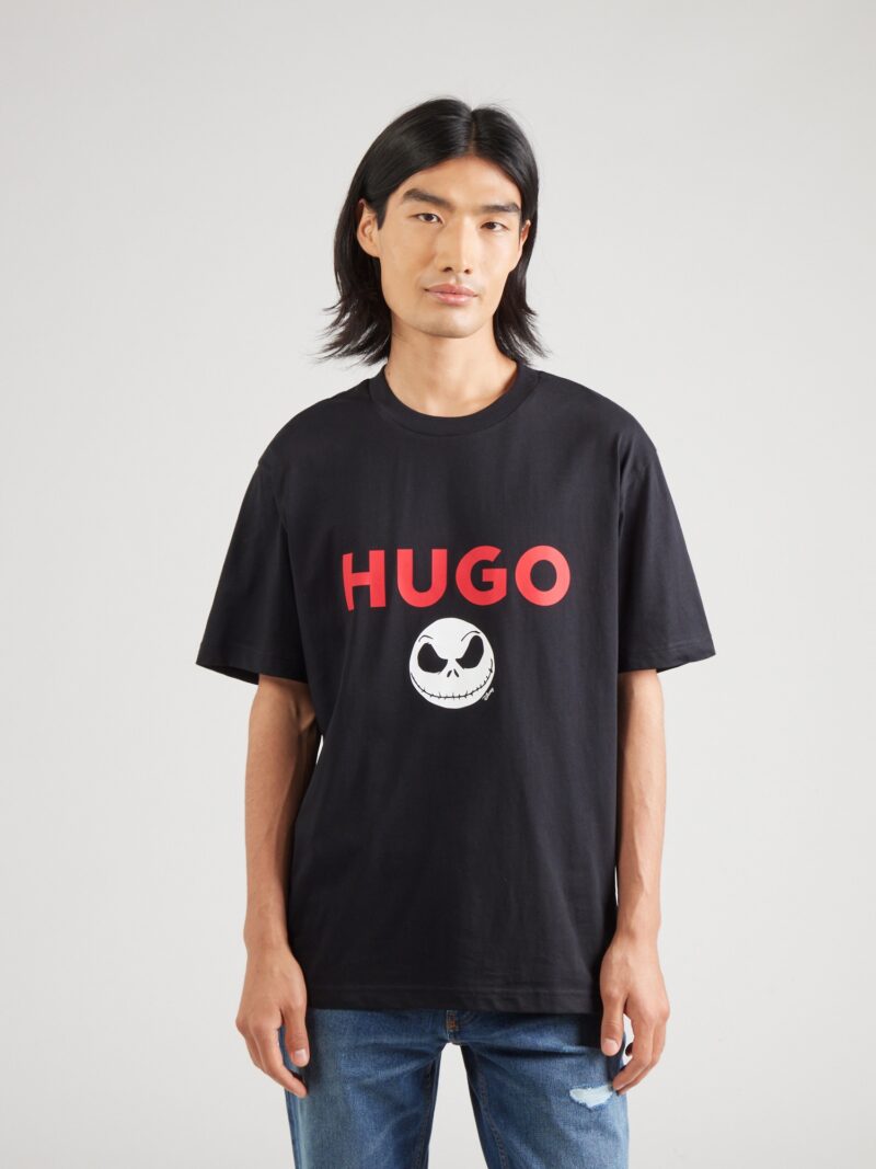 HUGO Tricou 'Dightmare'  roșu cranberry / negru / alb