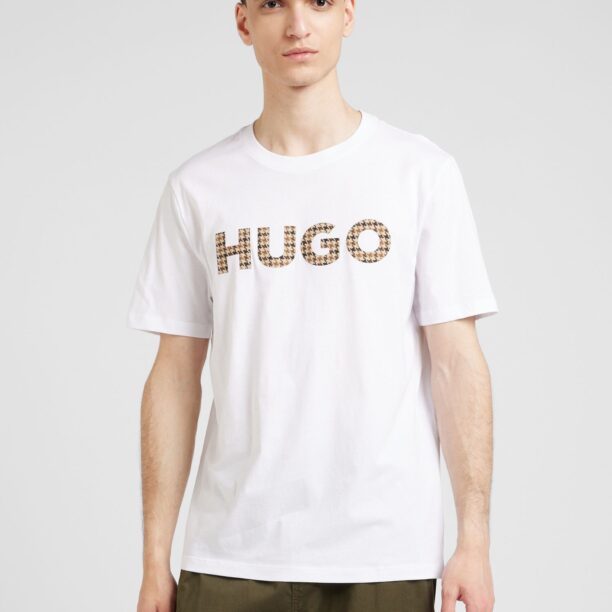 HUGO Tricou 'Dulivio_U243'  bej / nisipiu / negru / alb