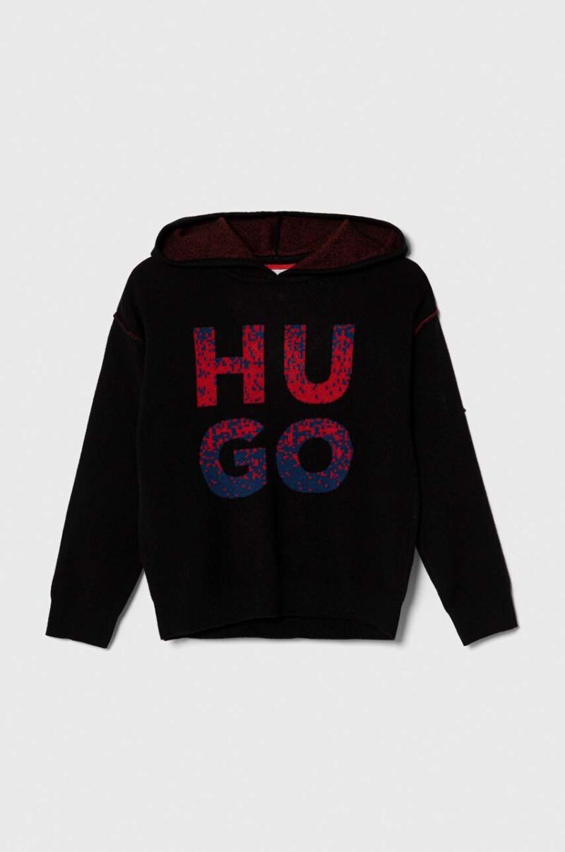 HUGO bluza copii culoarea negru