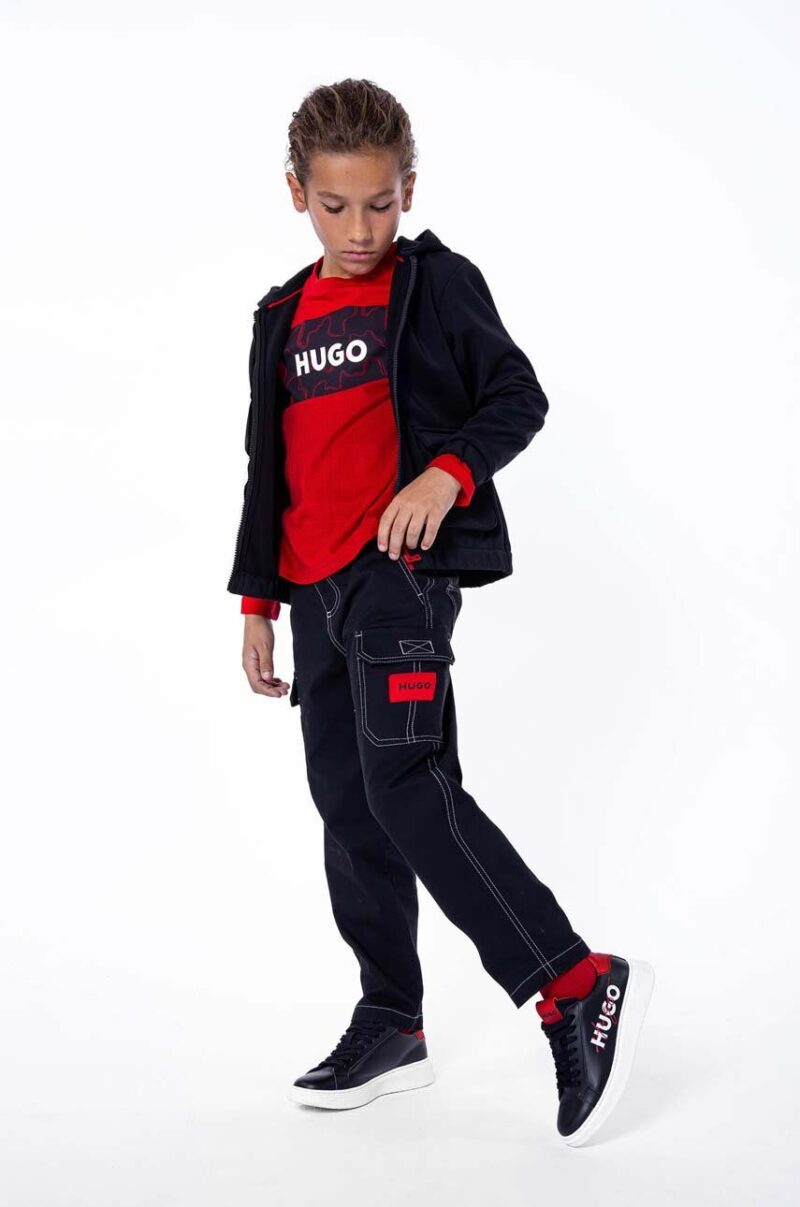 HUGO bluza copii culoarea negru