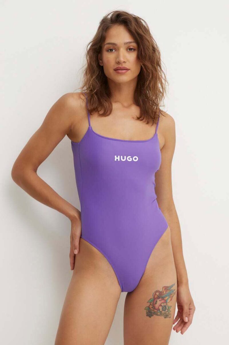 HUGO costum de baie dintr-o bucată culoarea negru