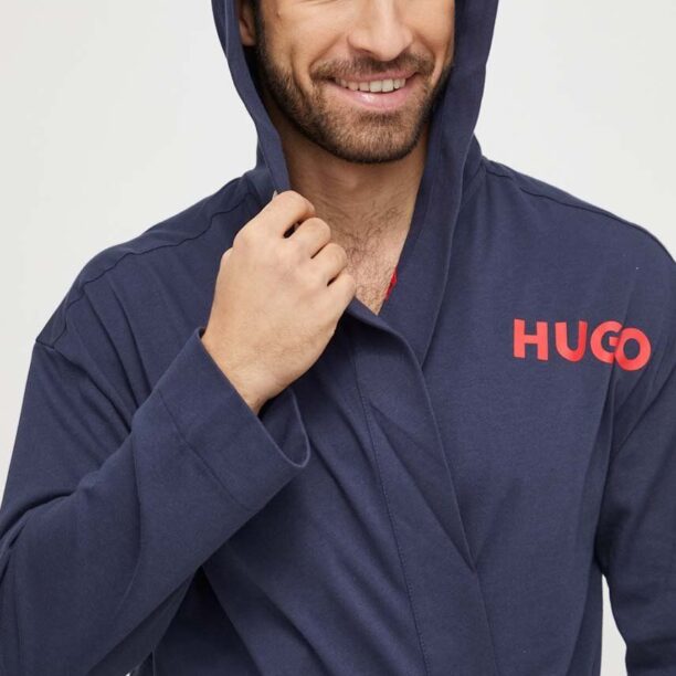 HUGO halat de baie din bumbac culoarea bleumarin 50501421 preţ