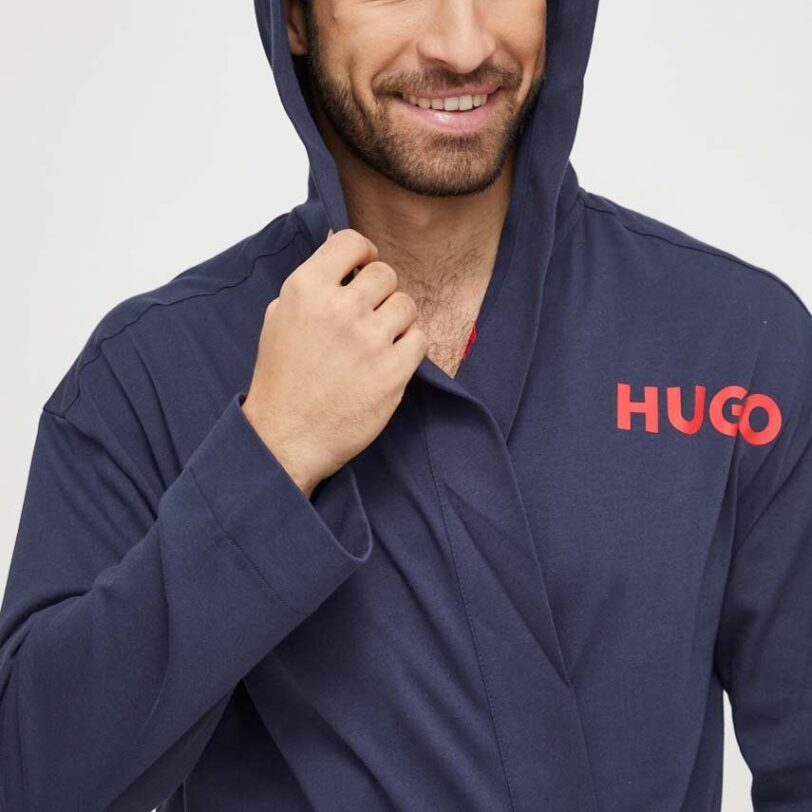 HUGO halat de baie din bumbac culoarea bleumarin 50501421 preţ