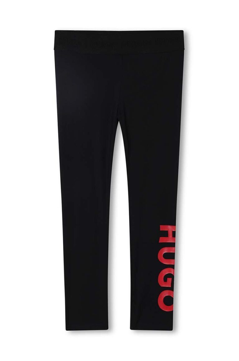 HUGO leggins copii culoarea negru