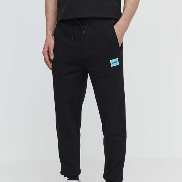 HUGO pantaloni de trening din bumbac culoarea negru