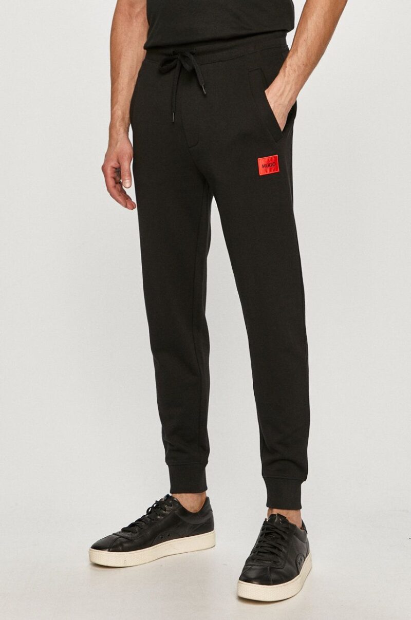 HUGO pantaloni de trening din bumbac culoarea negru