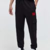 HUGO pantaloni de trening din bumbac culoarea negru