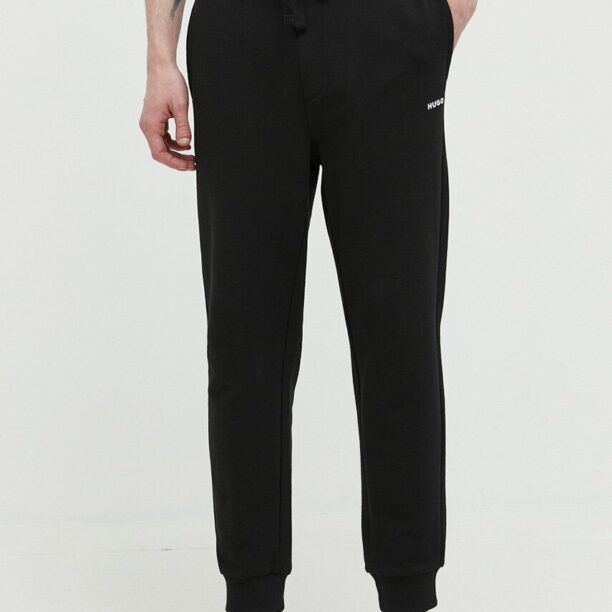 HUGO pantaloni de trening din bumbac culoarea negru