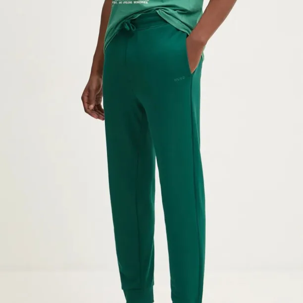 HUGO pantaloni de trening din bumbac culoarea verde