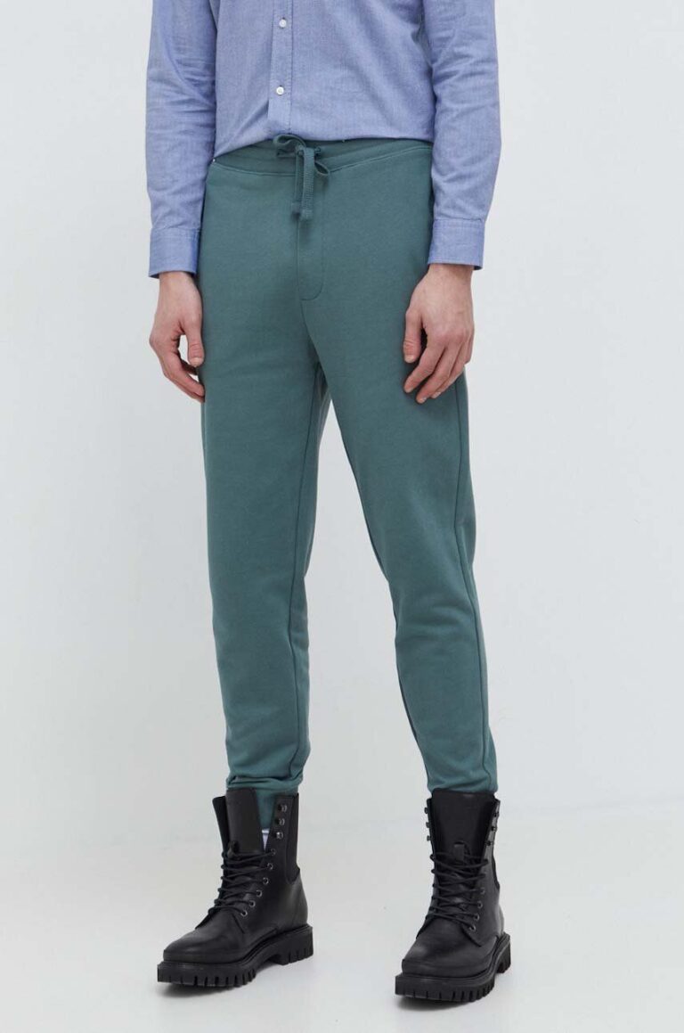 HUGO pantaloni de trening din bumbac culoarea verde