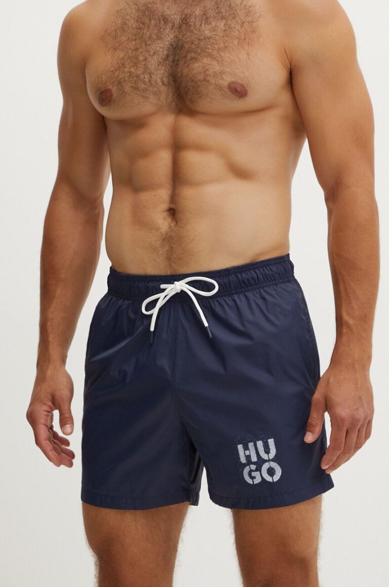 HUGO pantaloni scurti de baie culoarea albastru marin preţ