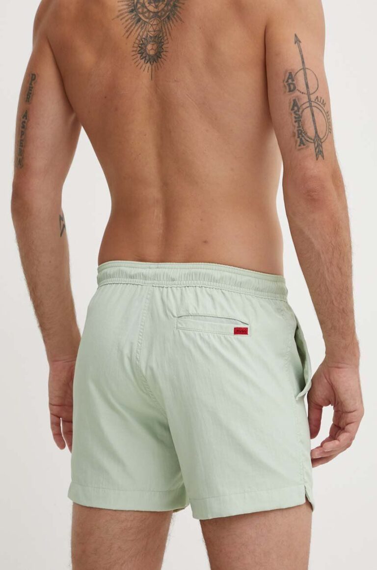 HUGO pantaloni scurti de baie culoarea verde preţ