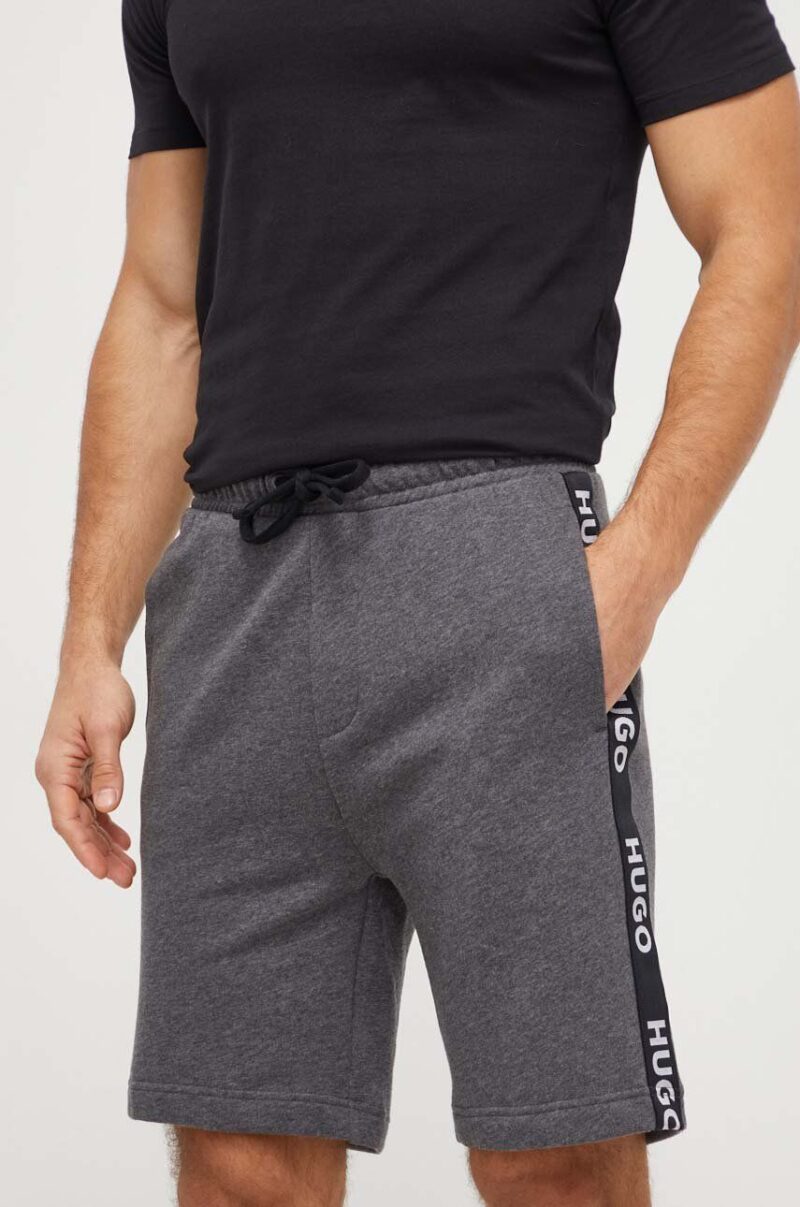 HUGO pantaloni scurți din bumbac lounge culoarea gri 50496996