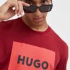 HUGO tricou din bumbac culoarea bordo