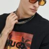 HUGO tricou din bumbac culoarea negru