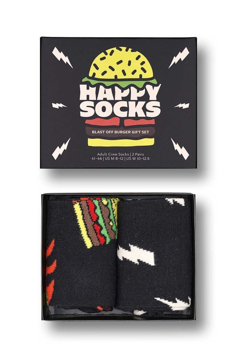 Happy Socks sosete Blast Off Burger Socks 2-pack culoarea negru