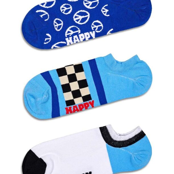 Happy Socks sosete Blue Peace No Show Socks 3-pack