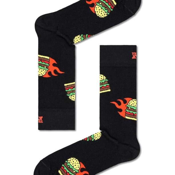 Happy Socks sosete Flaming Burger Sock culoarea negru