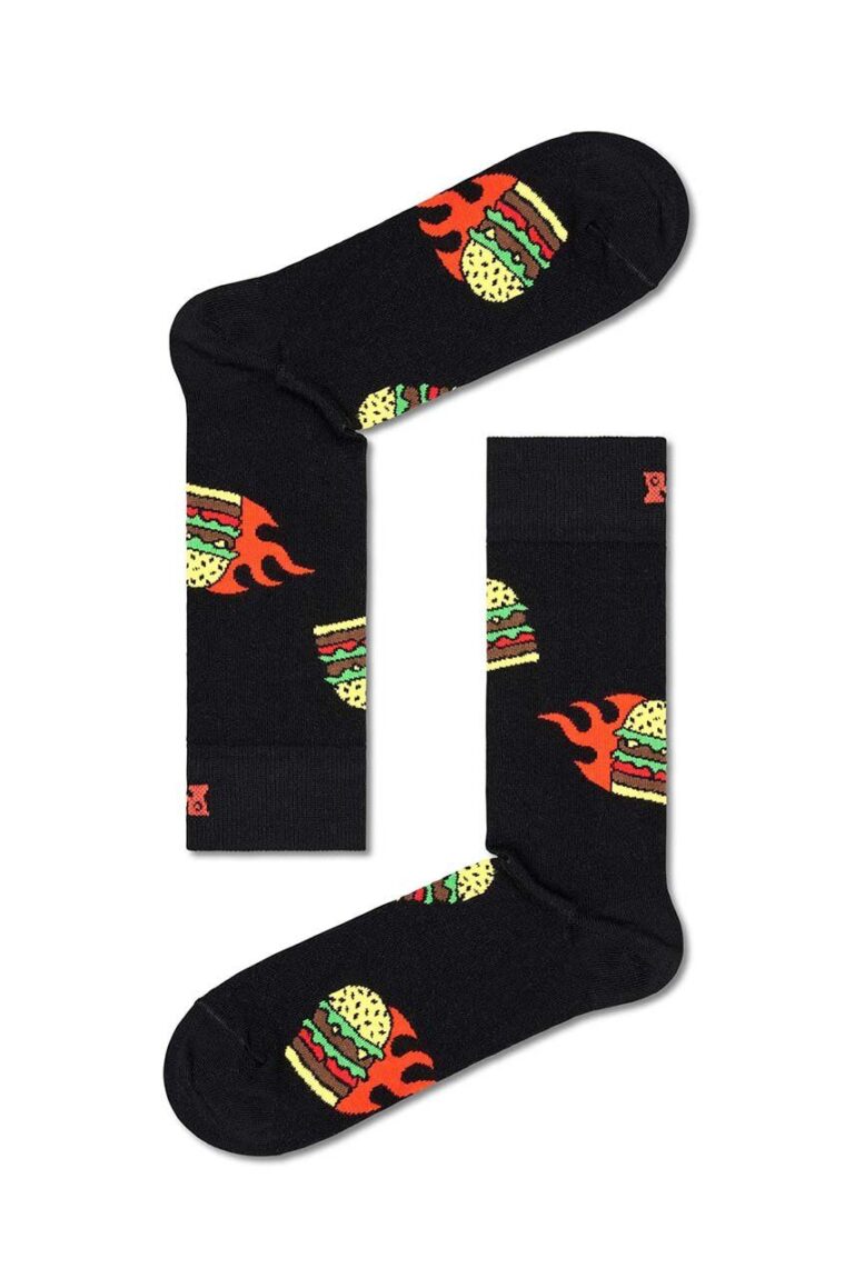 Happy Socks sosete Flaming Burger Sock culoarea negru