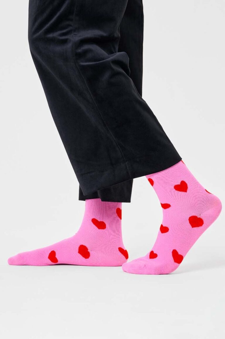 Happy Socks sosete Heart Sock culoarea roz preţ