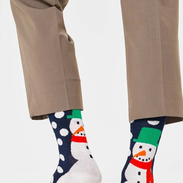 Happy Socks sosete Jumbo Snowman Sock culoarea albastru marin preţ