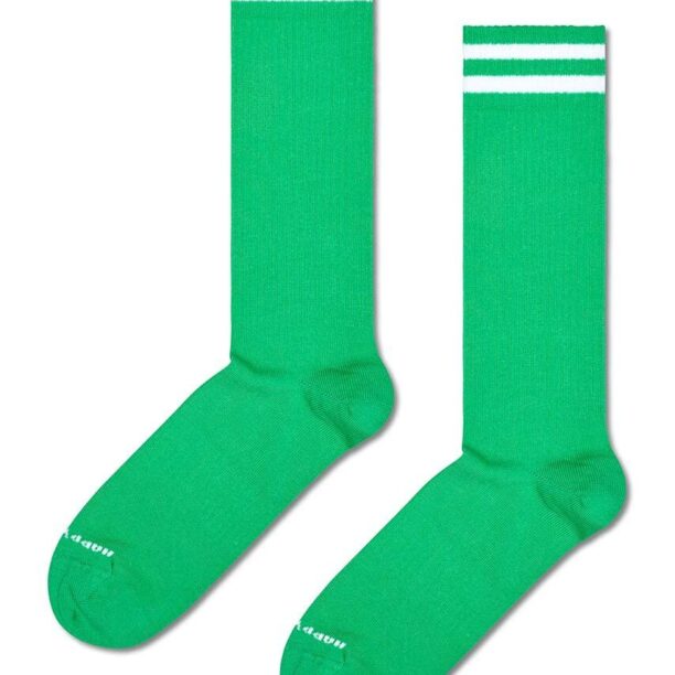 Happy Socks sosete Solid Sneaker Thin Crew culoarea verde