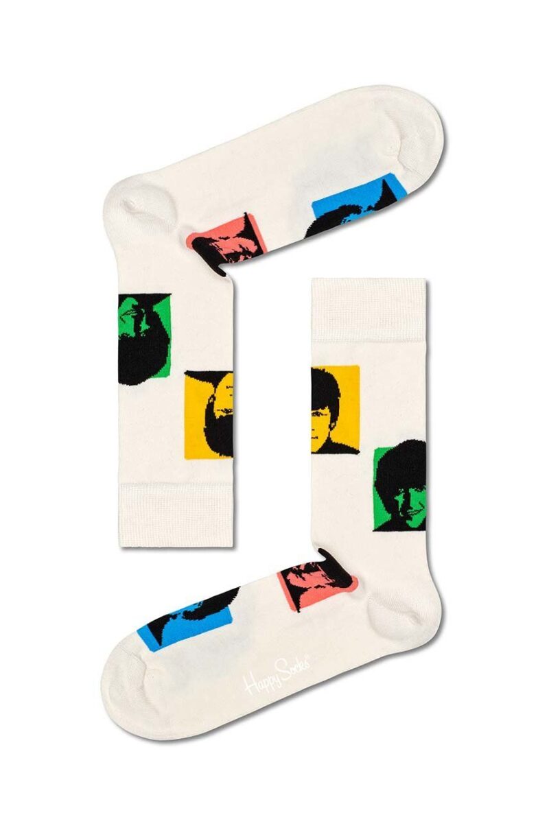 Happy Socks sosete The Beatles Silhouettes culoarea alb