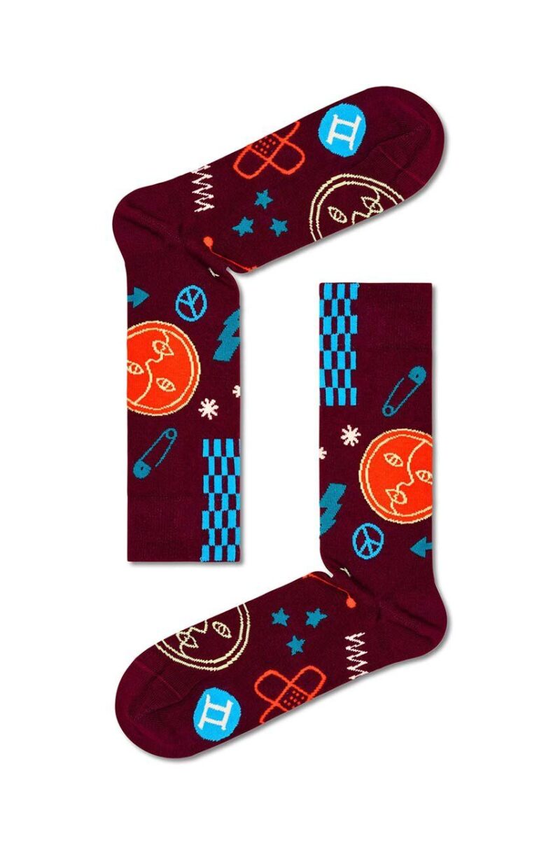 Happy Socks sosete Zodiac Gemini culoarea bordo