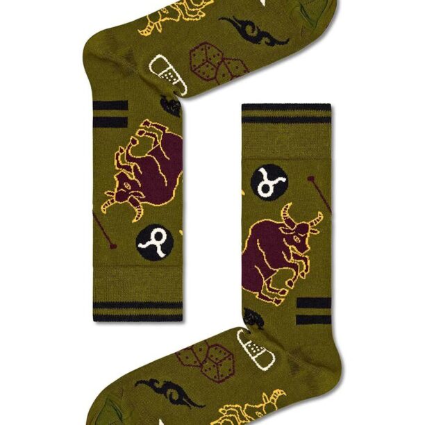 Happy Socks sosete Zodiac Taurus culoarea verde