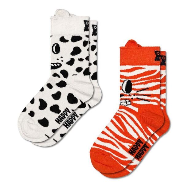 Happy Socks sosete copii Kids Cat & Dog Socks 2-pack culoarea alb