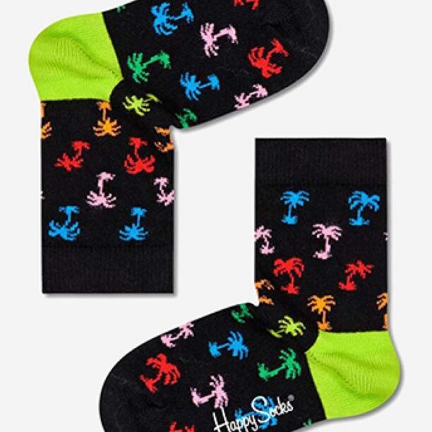 Happy Socks sosete copii Palm culoarea negru