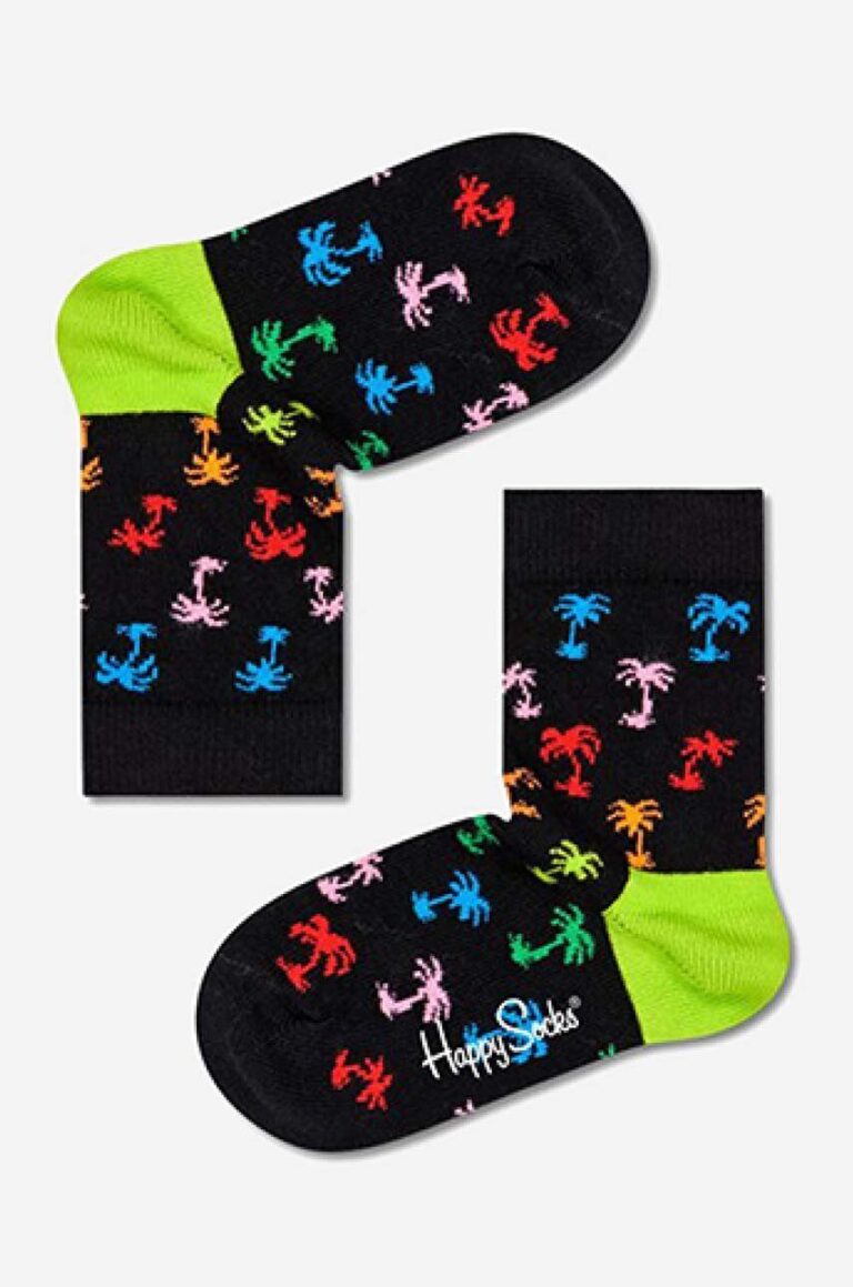 Happy Socks sosete copii Palm culoarea negru