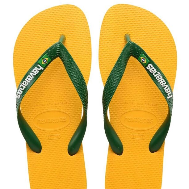 Havaianas slapi copii BRASIL LOGO culoarea galben