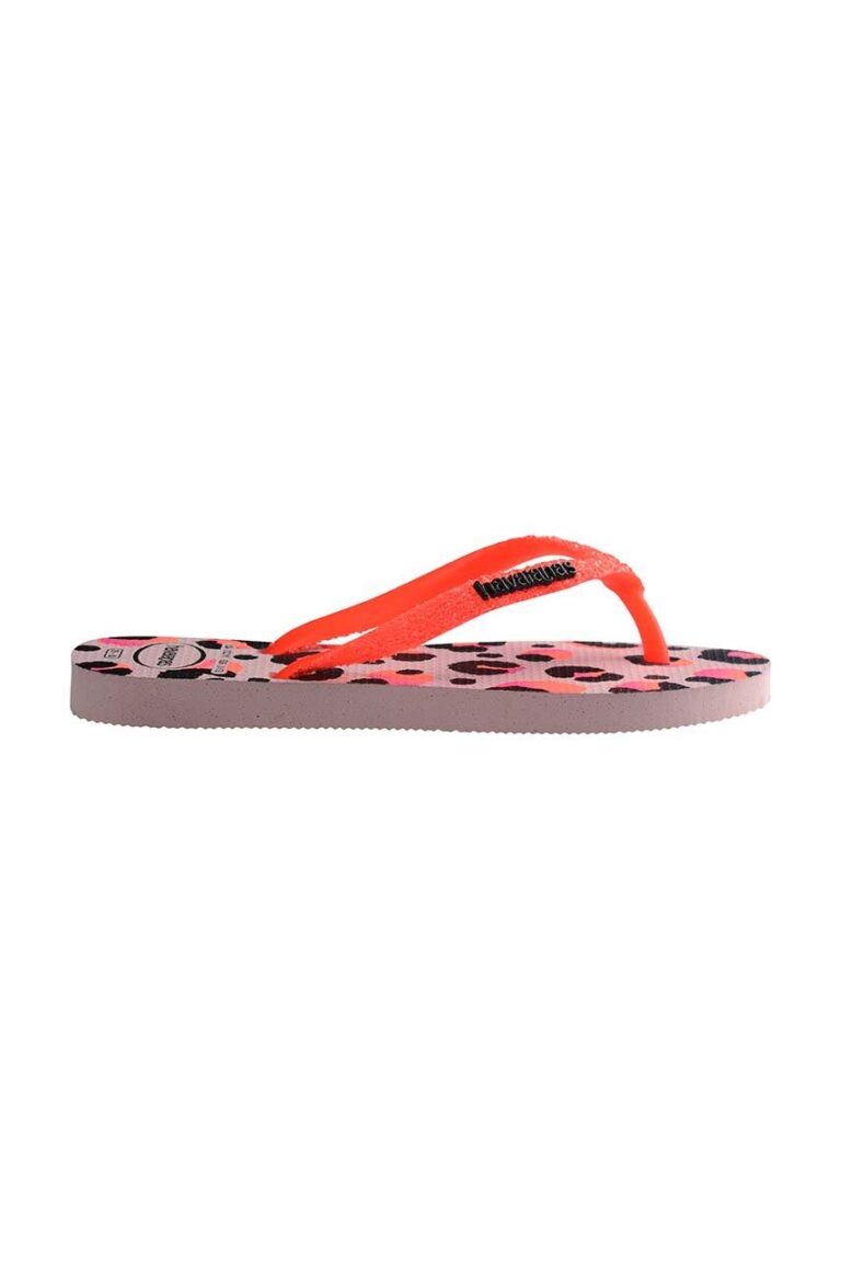 Havaianas slapi copii KIDS SLIMLITTER TREN culoarea portocaliu preţ