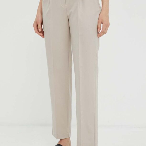 Herskind pantaloni din lana Brandy culoarea bej