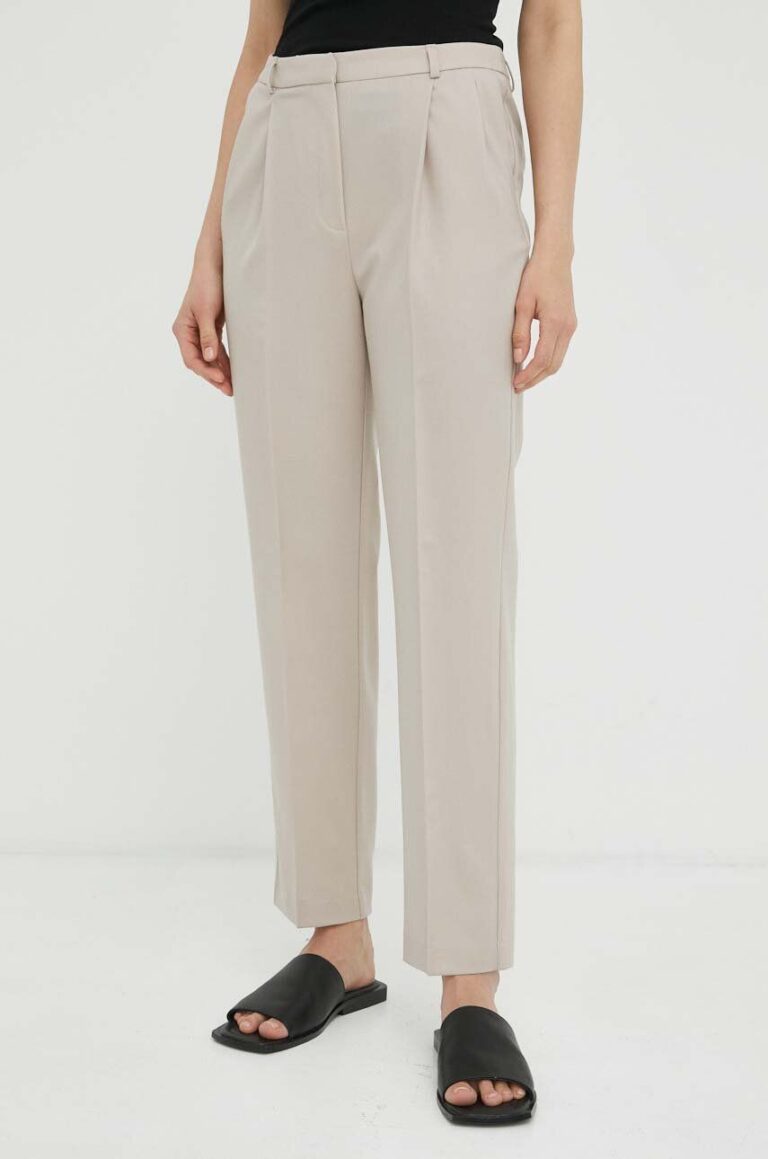 Herskind pantaloni din lana Brandy culoarea bej