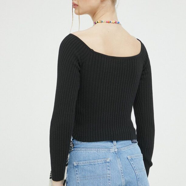 Hollister Co. pulover culoarea negru preţ