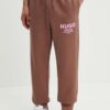 Hugo Blue pantaloni de trening din bumbac culoarea bej