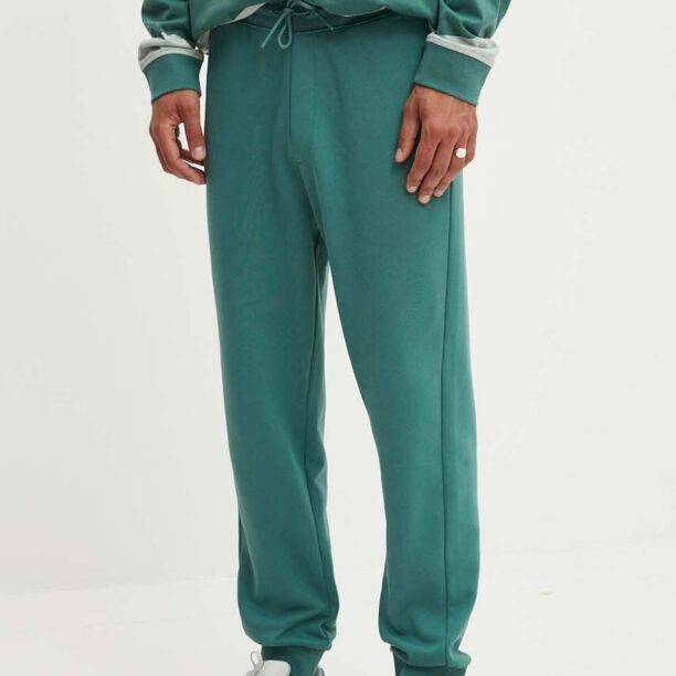 Hugo Blue pantaloni de trening din bumbac culoarea verde