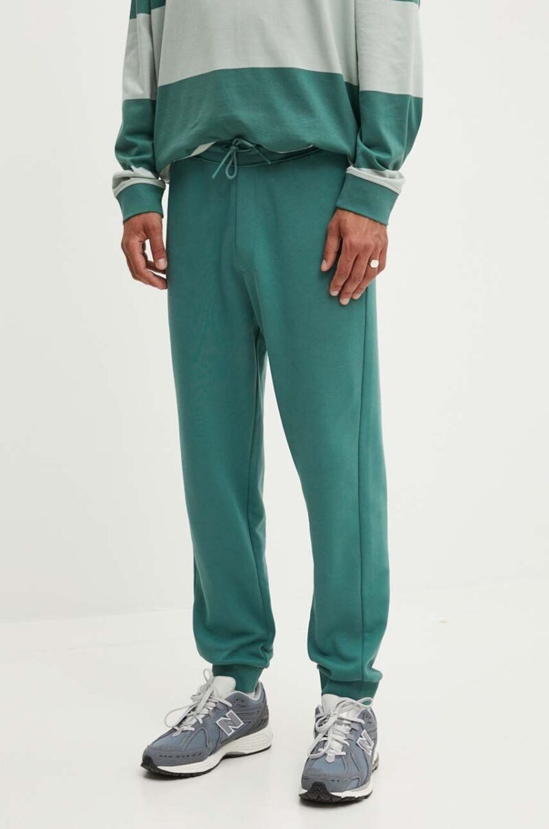 Hugo Blue pantaloni de trening din bumbac culoarea verde