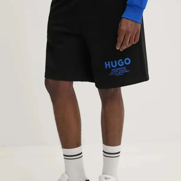 Hugo Blue pantaloni scurti din bumbac culoarea negru