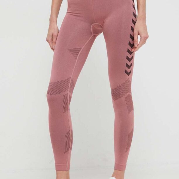 Hummel leggins de antrenament First culoarea roz