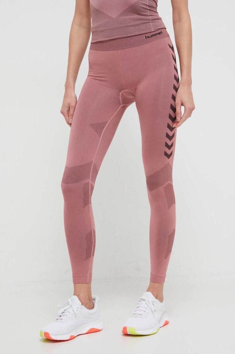 Hummel leggins de antrenament First culoarea roz