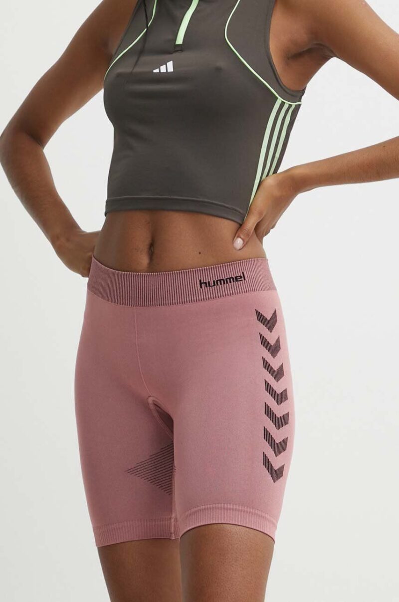 Hummel pantaloni scurți de antrenament First Seamless culoarea roz