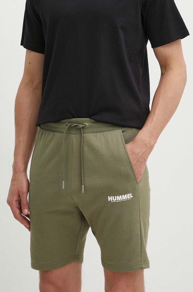 Hummel pantaloni scurti din bumbac culoarea verde