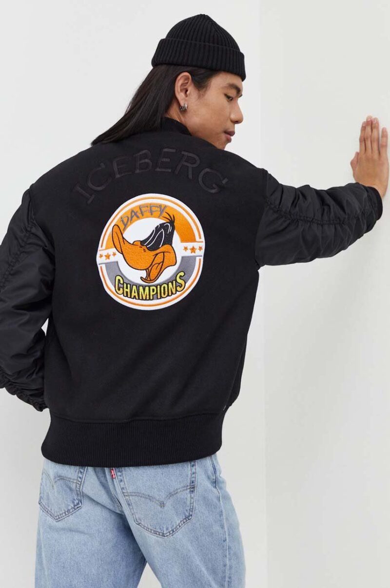 Iceberg jacheta bomber din lana x Looney Tunes culoarea negru