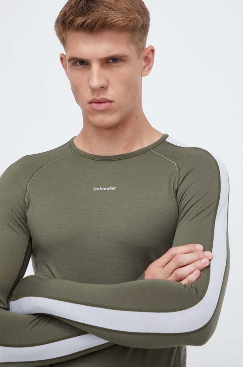 Icebreaker longsleeve funcțional ZoneKnit 200 culoarea verde preţ