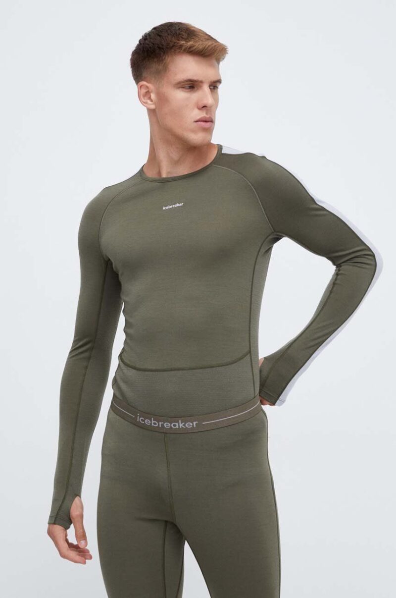 Icebreaker longsleeve funcțional ZoneKnit 200 culoarea verde