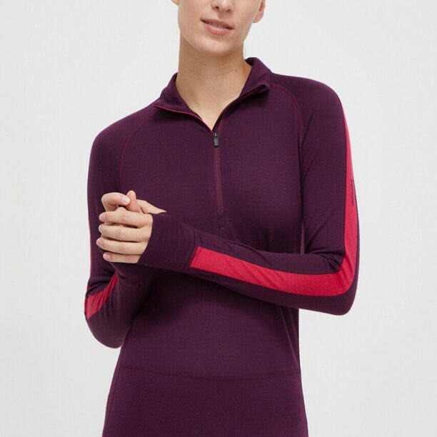 Icebreaker longsleeve funcțional ZoneKnit 200 culoarea violet